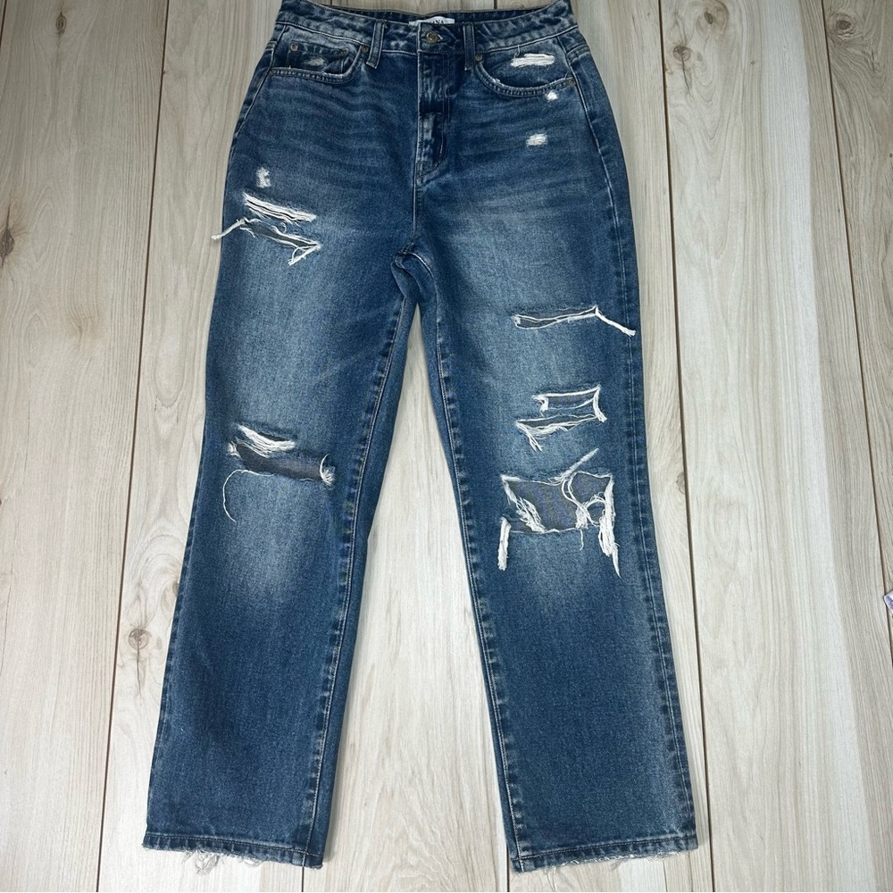 Zenana Ripped distressed, Women Straight Leg Jeans Size‎ 27 New